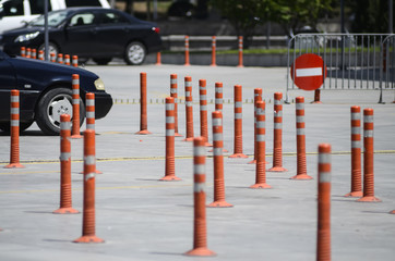 traffic cone, driving schools, road up