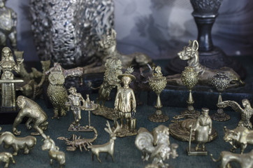 bronze figurines at street market