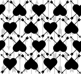 Seamless repeating pattern consisting of hearts and arrows.Vecto