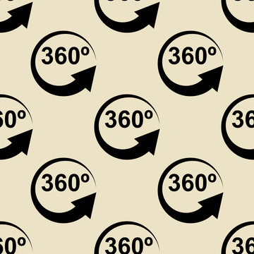 Icono plano patrón con 360 grados sobre fondo beige