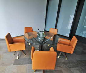 two chairs in hall of office building