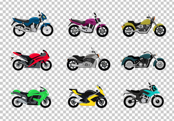 Set of Motorcycle Design Flat Style