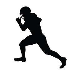 Running american football player, running footballer vector isol