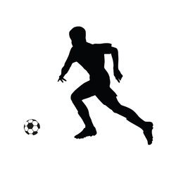 Fototapeta na wymiar Running soccer player vector silhouette. Footballer running for