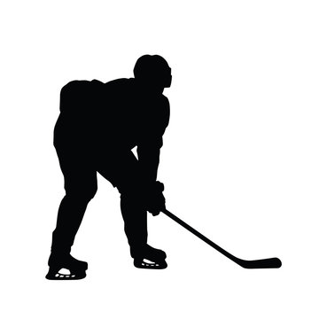 Silhouette of ice hockey player
