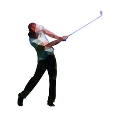 Golf. Abstract geometric golf player. Polygonal golfer silhouett