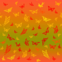 Abstract seamless pattern with butterflies.