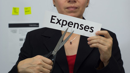 Businesswoman Cuts Expenses Concept