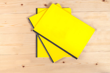 blank cover book on wood
