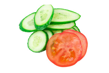 diced tomatoes with cucumber slices