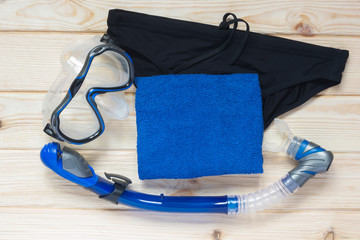 set to swim in a sea of blue