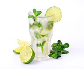 Mojito cocktail with lime and mint