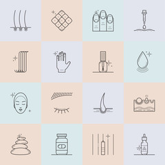 Set of cosmetology line icons
