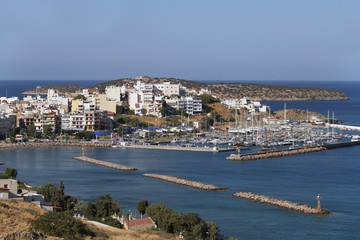 Fototapeta premium Agios Nikolaos Harbour, Crete, Greece / View of the Town of Agios Nikolaos