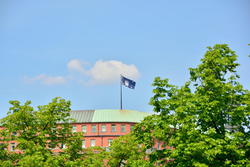 Waving Flag of Free and Hanseatic City of Hamburg