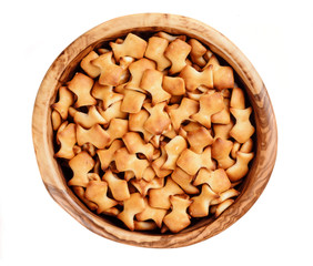 snacks in wooden bowl