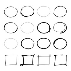 hand drawn circle markers, rectangle markers