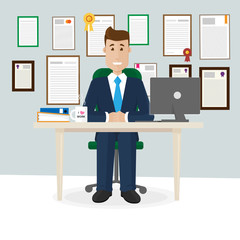 Businessman in the office with lot of experience