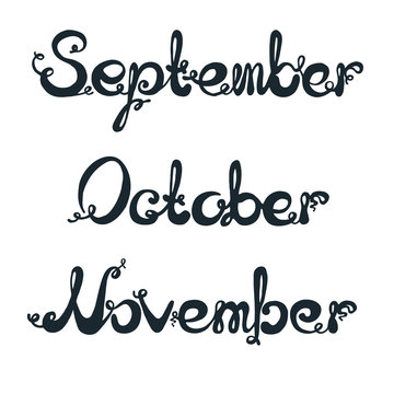 Names of months lettering.