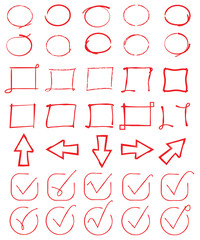 highlight elements, markers, arrows, check marks