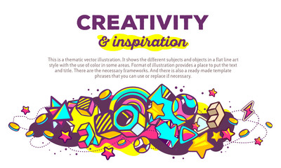 Vector illustration of colorful abstract composition with header