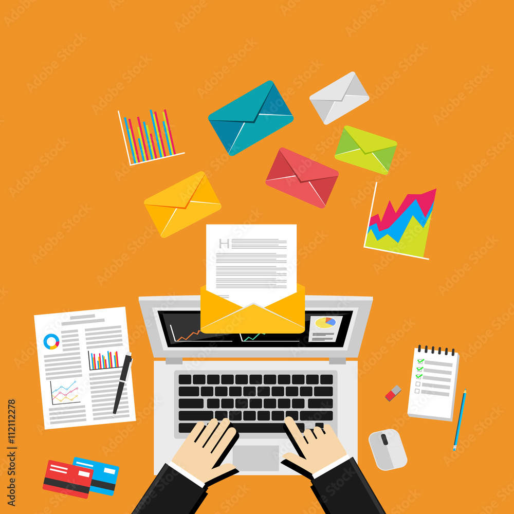 Poster digital marketing email.send business mail. send message
