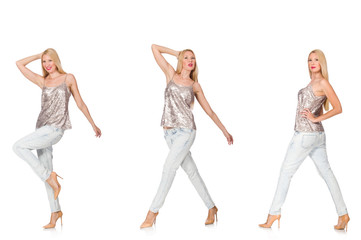 Composite photo of woman in various poses