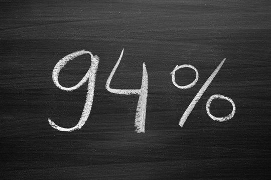 94 percent header written with a chalk on the blackboard