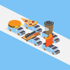 Food delivery concept isometric vector illustration 