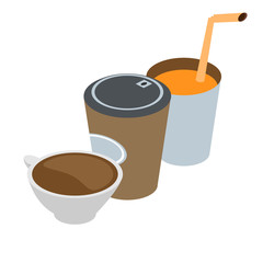 Hot drink isometric vector illustration in flat design 