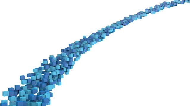 3d blue cubes flowing