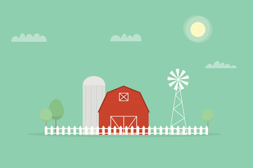Red farm, windmill and silos © dzm1try