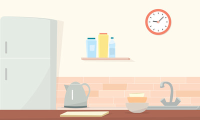 Kitchen room. Simple cartoon image