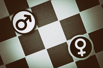 Draughts (Checkers) - husband vs wife, woman vs man, feminism vs masculism, feminine vs masculine....