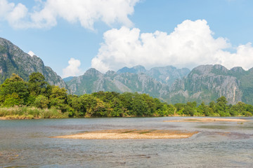 Fototapeta na wymiar Mountain View in Vang Vieng, Laos