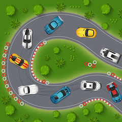 Sport Cars Drifting Top View Illustration  © Macrovector