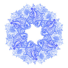 watercolor folk mandala pattern