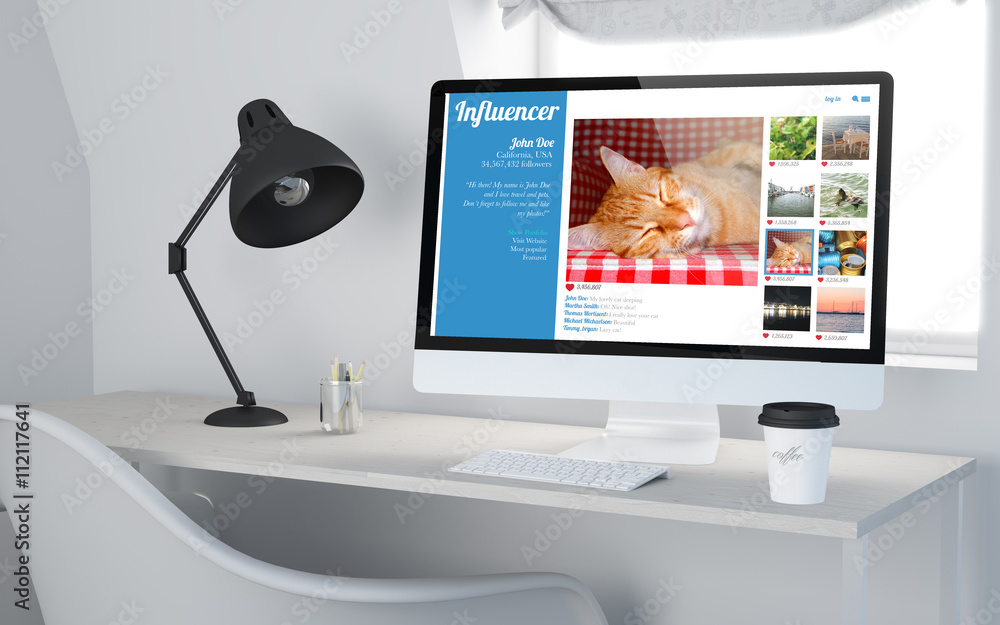 Aufkleber 3d desktop workspace rendering influencer website