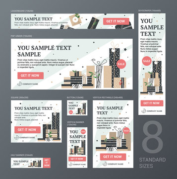 Standard web banners Set size. The design concept for selling store banners. Banners for the standard size of advertising.