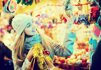 Girl shopping at festive fair