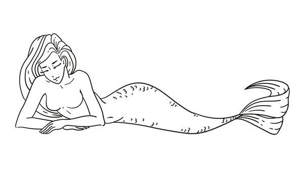 Mermaid coloring book page