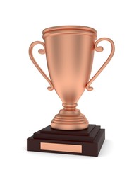 Bronze cup on white background. 3D rendering.
