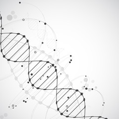 Science template, wallpaper or banner with a DNA molecules.