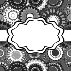 Patterned frame background invitation circular ornament grey bla