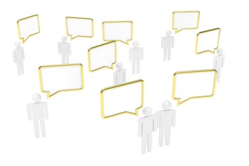 people with talk bubbles isolated over a white background. 3d rendering.