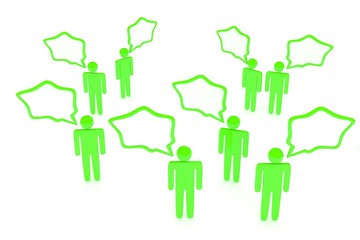 people with talk bubbles isolated over a white background. 3d rendering.