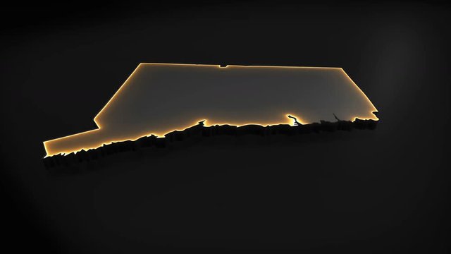 Seamless looping 3D animation of the map of Connecticut including 2 versions and alpha matte