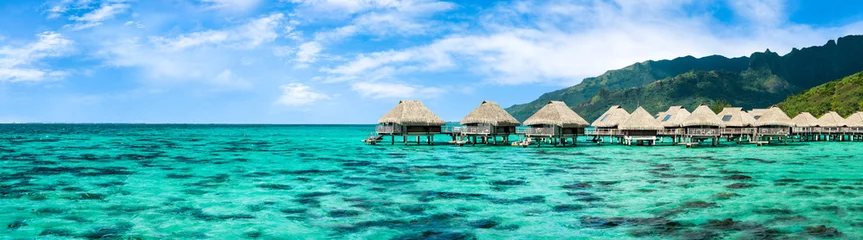 Store enrouleur tamisant sans perçage Bora Bora, Polynésie française Panorama du Pacifique Sud avec récif de corail