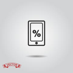Shopping Icon,  Discount percent Phone icon. Shopping Discount Icon 