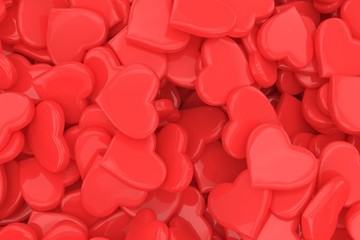 background made from many hearts. 3d rendering.